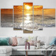 Wholesale 5 panels wall art custom picture sea sun landscape canvas hanging paintings living room decoration