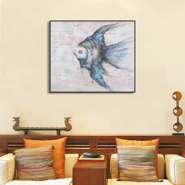 Excellent quality abstract fly fish handmade oil painting, handpainted canvas oil painting