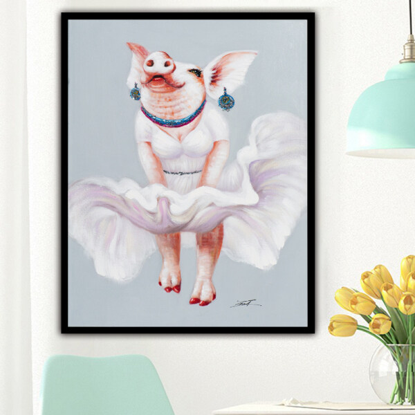 Colourful pig Animal Handmade oil painting on the Canvas factory directly sale