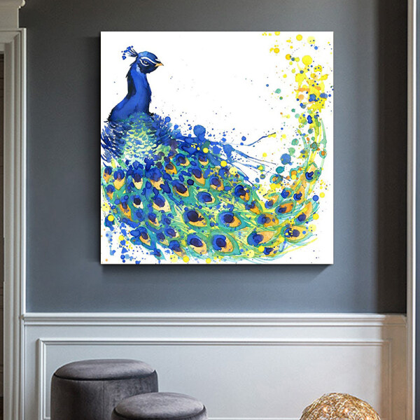 Skilled Artist Hand-painted  Painting Lovely Animal Oil Painting on Canvas Cute Artwork peacock Oil Painting