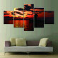 Super quality designs sunset and sailing boat painting art printing canvas decorative painting
