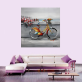 Romantic High Quality Seabeach Birds Bicycle Hand-painted Canvas Oil Painting for Wall Decor