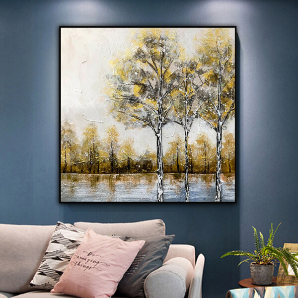 Handmade Wall Decoration Yellow woods Abstract Canvas Art Oil Painting for living room decor wall decor