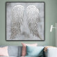 Custom handmade quality canvas artwork handmade painting, angel wings silver abstract oil painting from photo