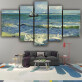 Landscape oil painting sea sailing boat canvas painting wall decoration print art 5 panel canvas painting