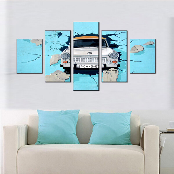 5 sets of Cartoon Car Art Printing Oil Painting Poster Decoration