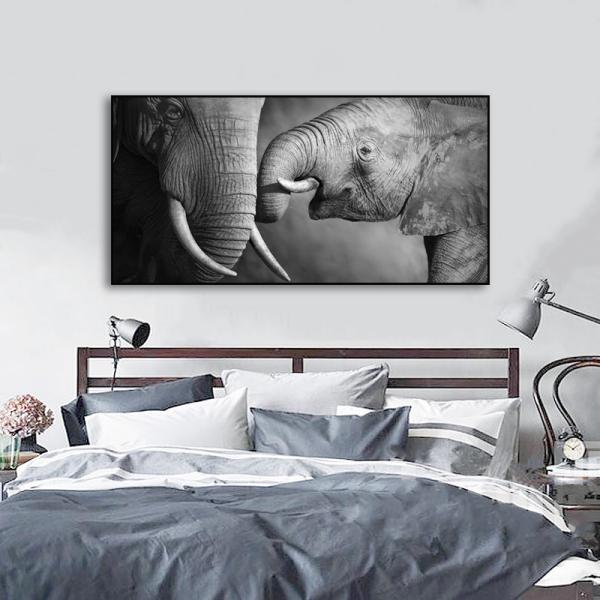 Favorable price the elephant couple art animal paintings, custom photo accept printed canvas wall art painting