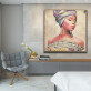 Abstract Painting african girl On Canvas Handmade Home-Wall Modern Decor Hotel Bright-Color