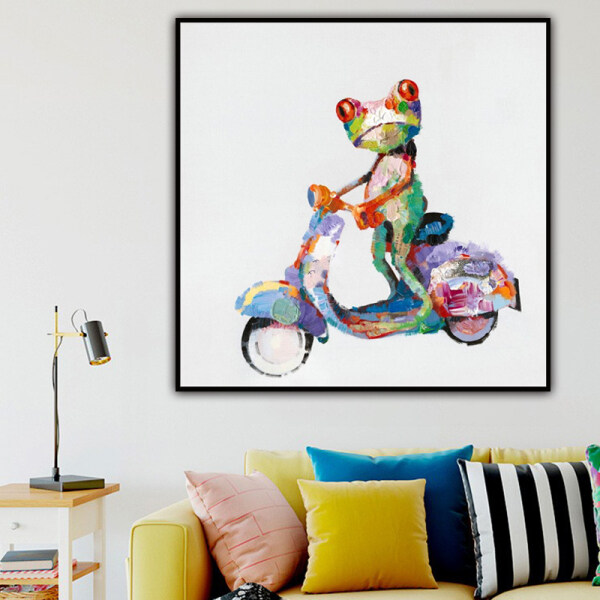 Handmade Wall Decoration Frogs on motorcycles  Abstract Canvas Art Oil Painting decor wall decor