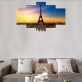 5 pieces of Oil Paintings for The Beauty of Eiffel Tower in Summer Home Decoration