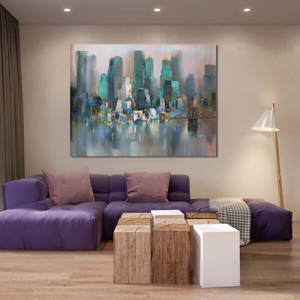 Prosperous City Abstract Oil Paintings On Canvas Modern Wedding Decor Wall Handmade Pictures Home Decoration Unframed Painting