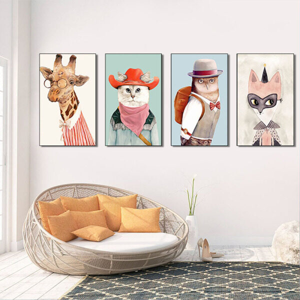 Wall Art Painting and Print Deer Fox Modern Nursery Picture for Modern Home Kids Room Decor No Frame nordic home decor