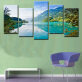 Home Wall Decoration Green Mountains And Water Blue Sky Realistic Landscape Painting 5 Oil Painting Spray Painting