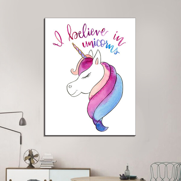 Watercolor Unicorn Posters and Prints Nordic Canvas Animal Painting Wall Pictures For Kids Nursery Room Art Home Decor No Frame