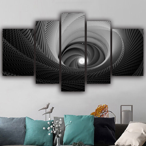 Custom picture black color art oil painting abstract print five piece oil painting modern wall decoration painting