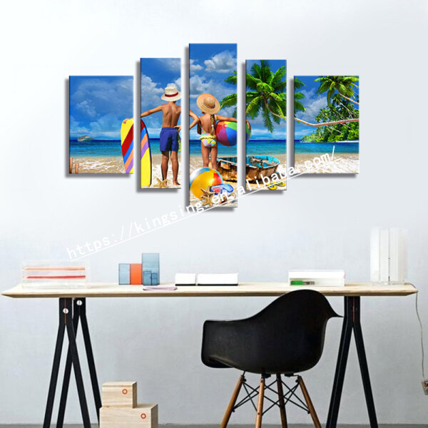 Best selling canvas printing custom painting beach men women digital printing painting