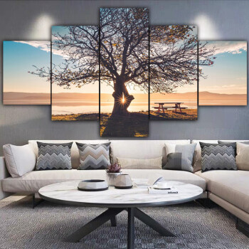 Wholesale Drop shipping 5 Panel tree Canvas Painting for Living Room wall decor Landscape Home Decoration Wall Art