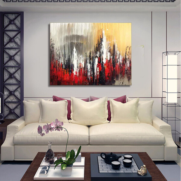 Hand painted oil painting pure manual porch living room hanging painting light luxury simple abstract decoration painting dining