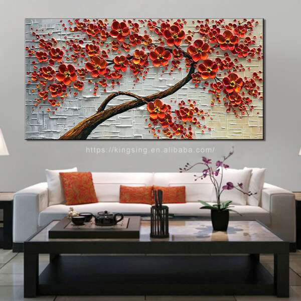 MYT 3D Knife Thick Flower Tree Oil Painting On Canvas Abstract Picture