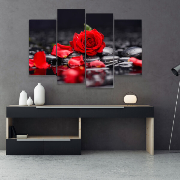 4 Piece Prints Flower Rose Picture Wall Art oil paintings Canvas Painting