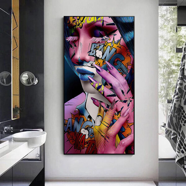 Pop abstract art beauty canvas painting porch corridor vertical decorative painting