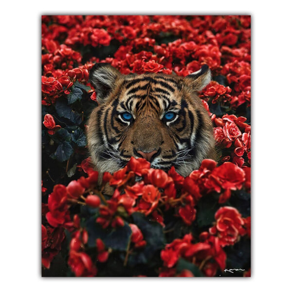 Tiger spray painting in the latest flowers canvas decorative painting of living room porch