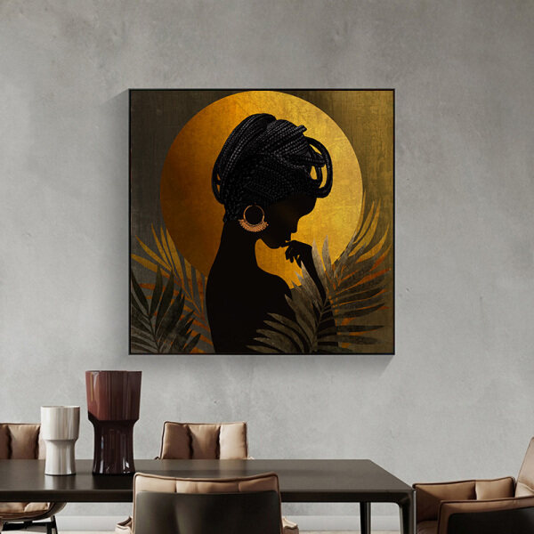 Female Portrait Art Hand-printedWall Poster Photo Home Decoration African woman Figure handmade canvas Painting