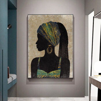 100% handmade African Lady oil painting Global Art on canvas
