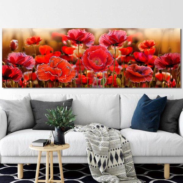 Long pair of flower landscape canvas painting sofa background wall decoration painting without frame
