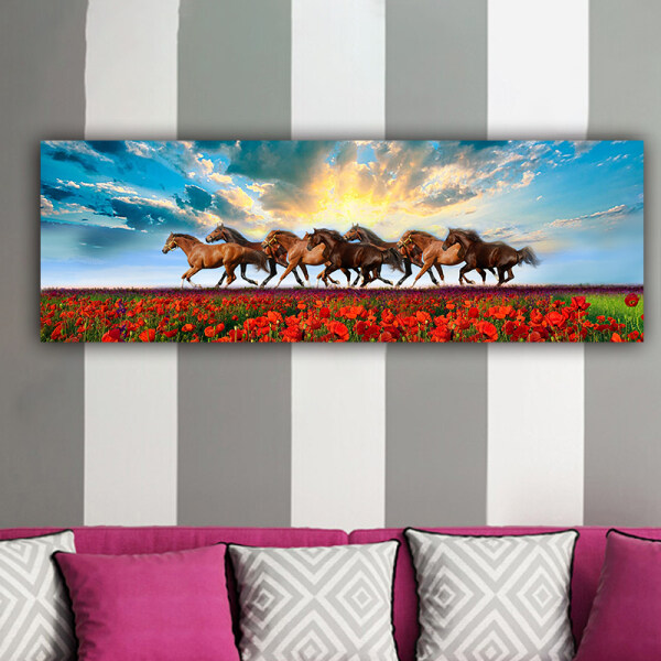 Spray painting horses on the grassland canvas painting home decoration painting