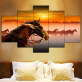 Painted canvas painting 5 sets of combination painting horse group home decoration painting under the sunset
