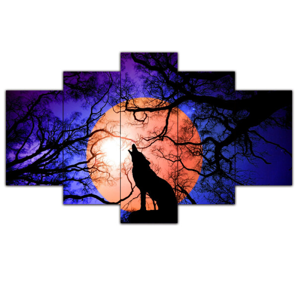 Painted canvas  painting set painting wolf home decoration painting under the moonlight