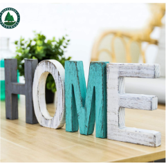 Rustic Wood Home Sign, Decorative Wooden Block Word Signs, Freestanding Wooden Letters, Rustic Home Signs for Home Decor, 16.5 x 5.9 Inch, Multicolor
