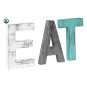 Rustic Multicolor Cutout Wooden EAT Letters, Wall Mounted Decorative Signs