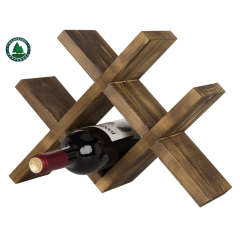 4-Bottle Countertop Rustic Brown Wood Wine Rack