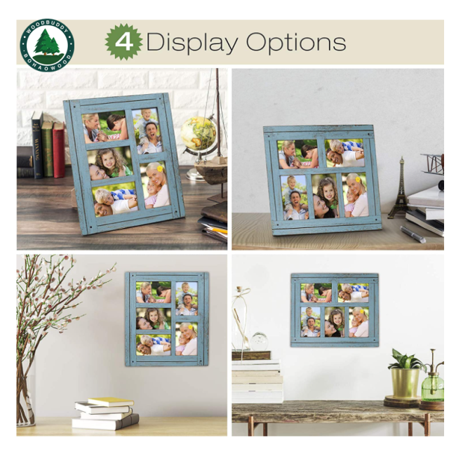 Collage Picture Frames from Rustic Distressed Wood: Holds Five 4x6 Photos