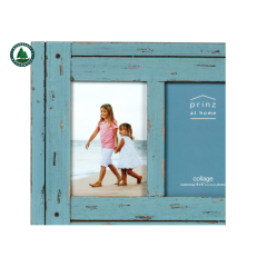 Homestead 4-Inch by 6-Inch Distressed Wood Collage Picture Frame for Three Photos, Blue