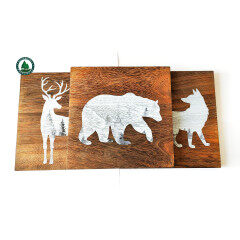 Wooden Cabin Decor with Bear, Deer and Moose - Woodland Themed Rustic Wall Decoration for Log Cabin, Hunting or Mountain Lodge