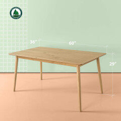 Mid-Century Dining Table 47 inch, Solid Wood Kitchen Table Computer Desk for Kichen Dining Office, Natural