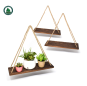  Wall Hanging Shelf - Wood Hanging Shelves for Wall - Farmhouse Rope Shelves for Bedroom Living Room Bathroom - Rustic Wood Shelves - Hanging Plant Shelf - Triangle Floating Shelf (Triangle Mount)
