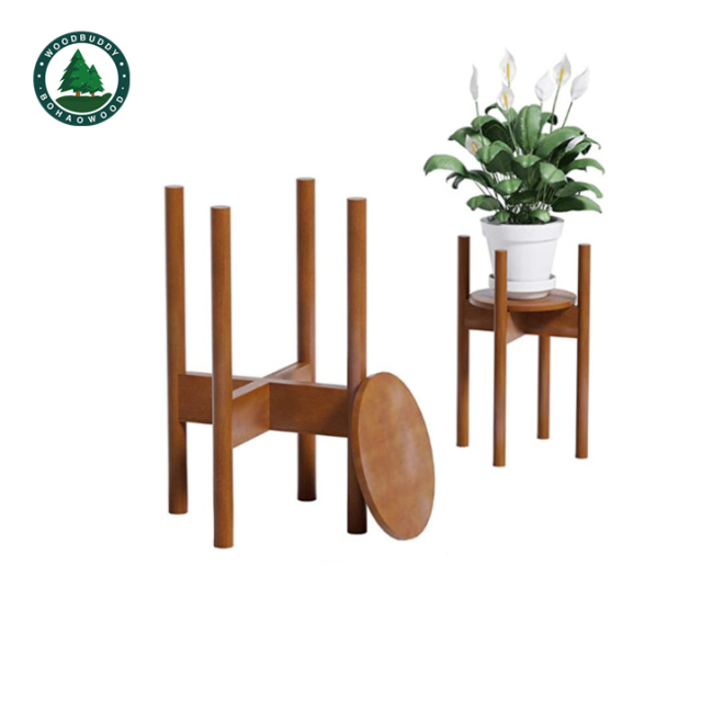 Beech Wood Bamboo Wood Green Plant Stand for Home Deco