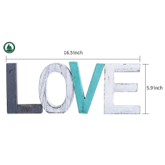 Rustic Wood Love Sign, Decorative Wooden Block Word Signs, Freestanding Wooden Letters, Rustic Love Signs for Home Decor,16.5 x 5.9 Inch, Multicolor