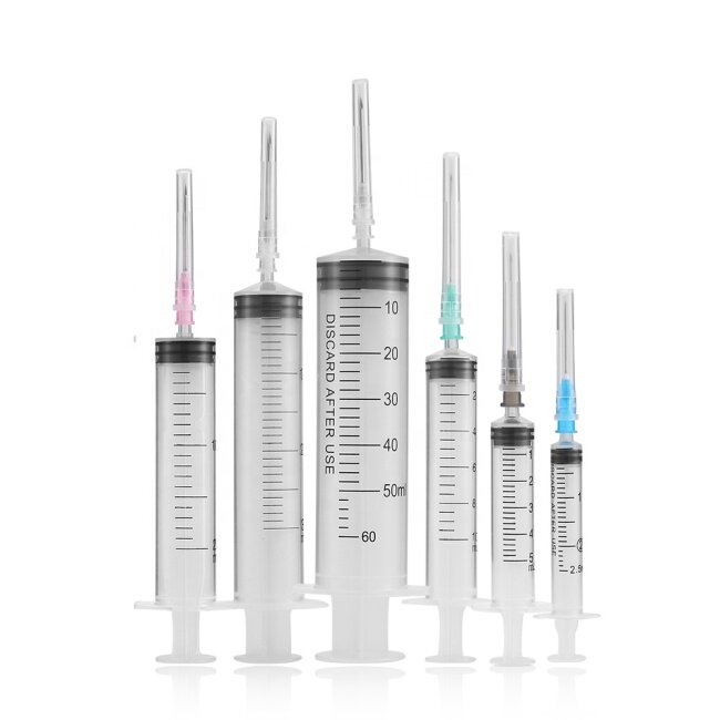 Factory stock low price medical disposable 1ml 3ml 5ml injection plastic syringe with needle