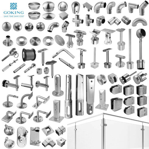 Stainless Steel handrail hardware handrail square end cap accessories railings for house stairs