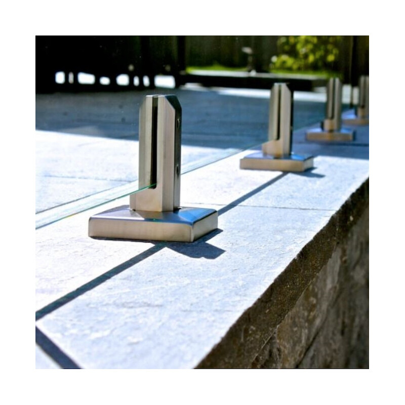 Stainless Steel Glass Spigot Clamp Square Satin for Panel Pool Deck Fence Balustrade Railing Post Garden Balcony