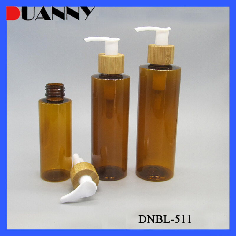 DNBL-511E Straight Round Moso Bamboo Pump Cap Lotion Bottle