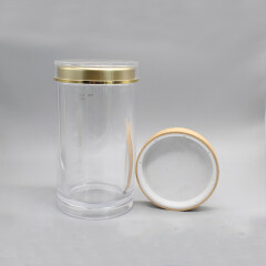 Round 130ml 320ml 480ml Large Plastic Storage Jar Container with Wood Lid