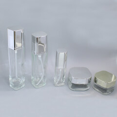 30g Clear Square Cosmetic Jar Container and Lotion Bottle Set