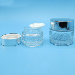 Round 30g 50g Small Glass Clear Cosmetic Cream Jar Container with Screw Cap DNJB-500