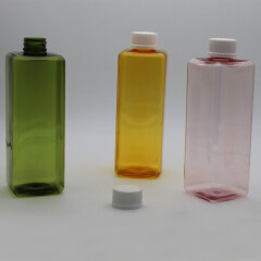 500ml high quality clear colored square pet bottle with proof cap